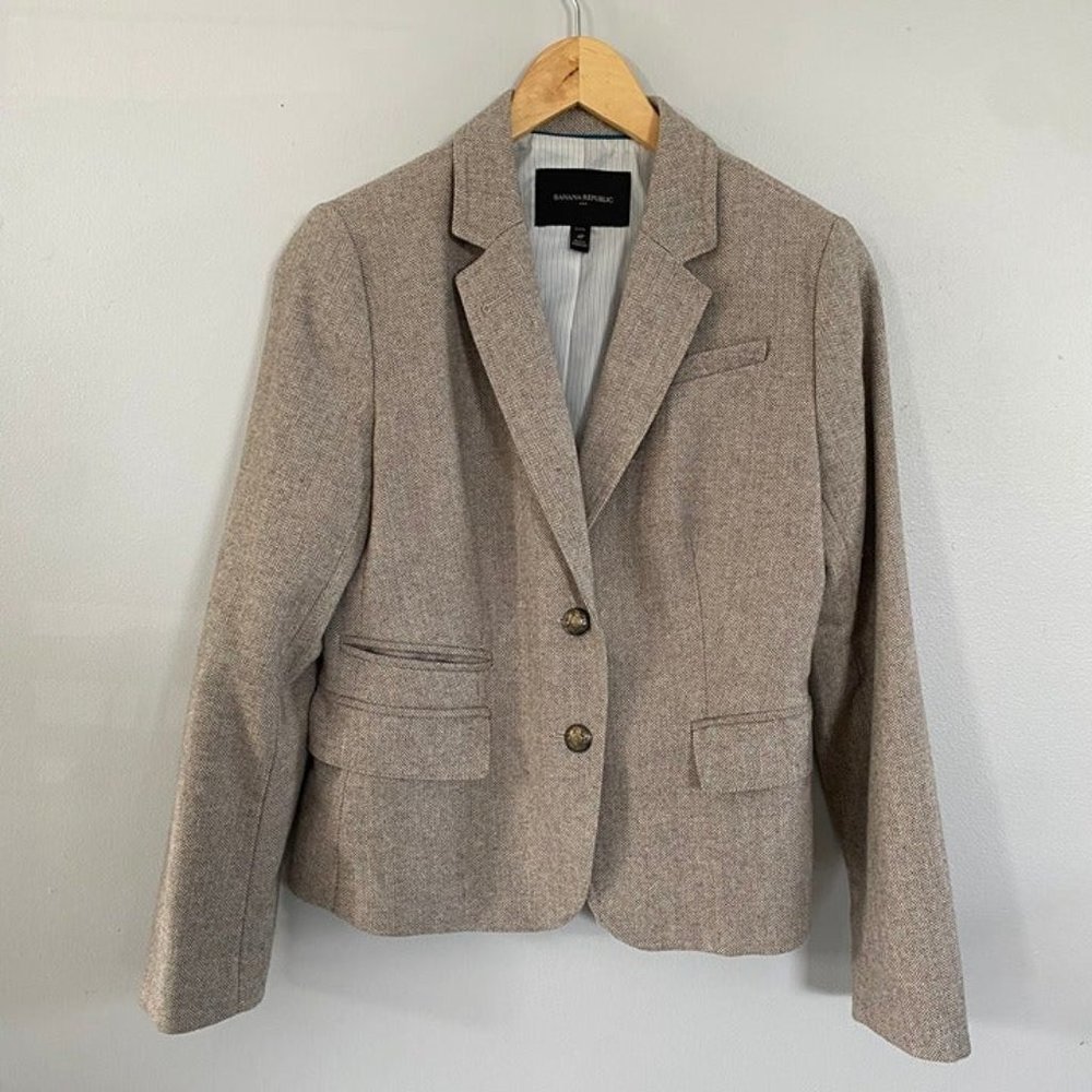 Banana Republic Button Up Wool Blend Tweed Jacket 4p